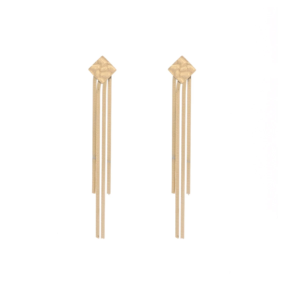 Boucles d\'oreilles acier long avec frange GB