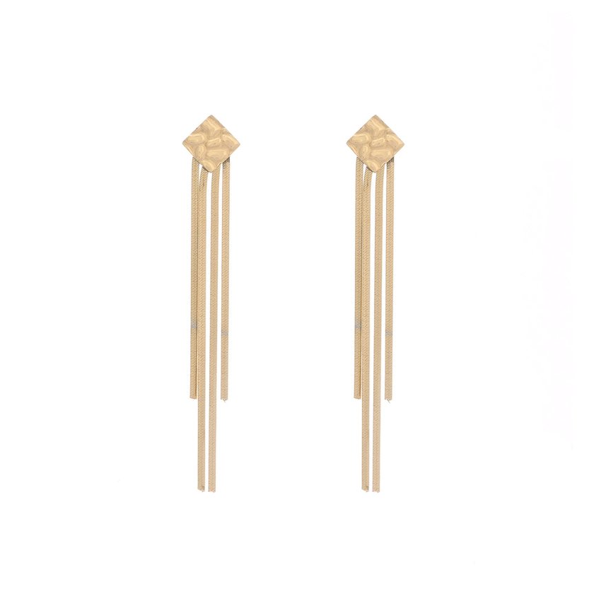 Pendientes en acero largo con flecos GB