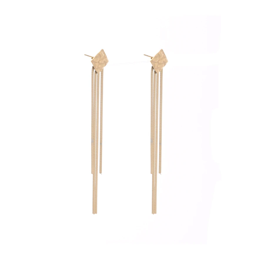 Boucles d'oreilles en acier long avec frange GB