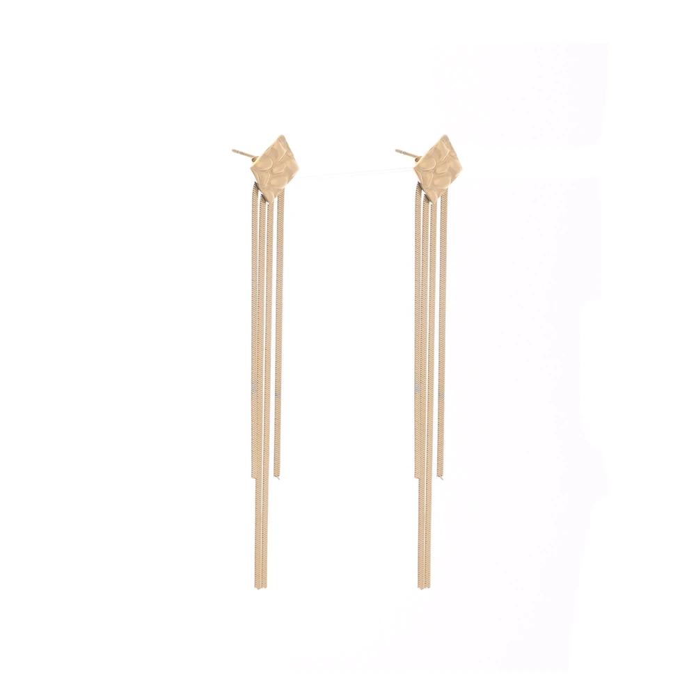 Boucles d\'oreilles acier long avec frange GB