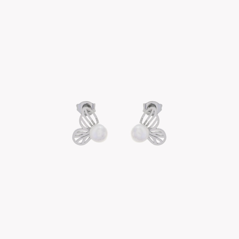 Boucles d&#039;oreilles en acier papillon nacre GB