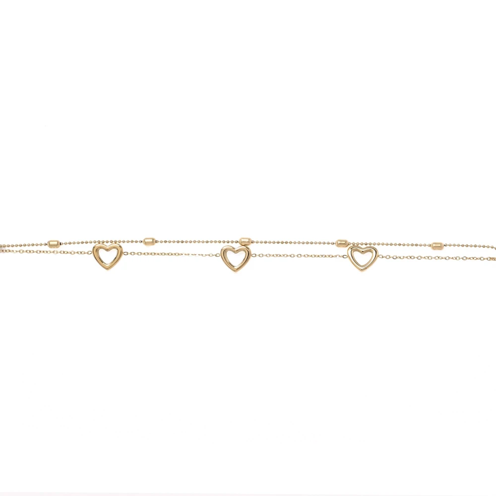 Pulseira de pé aço com corações GB