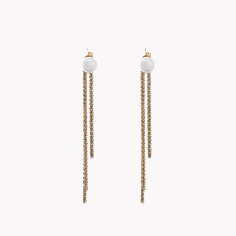 Boucles d&#039;oreilles en acier long perles GB