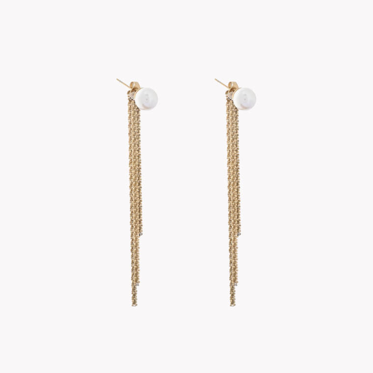 Boucles d&#039;oreilles en acier long perles GB