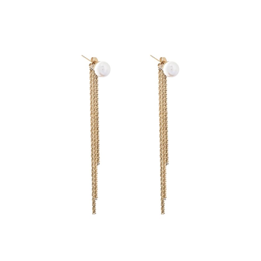 Pendientes en acero largo perlas GB