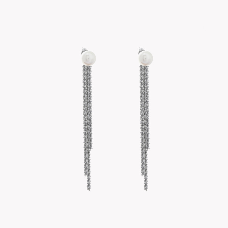 Boucles d&#039;oreilles en acier long perles GB