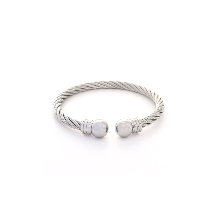 Bracelet ouvert en acier rigide torsadé GB