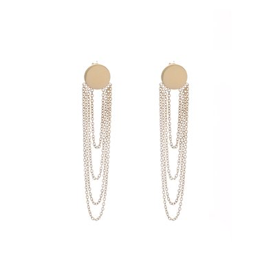 Boucles d\'oreilles en acier long chaîne et cercle GB