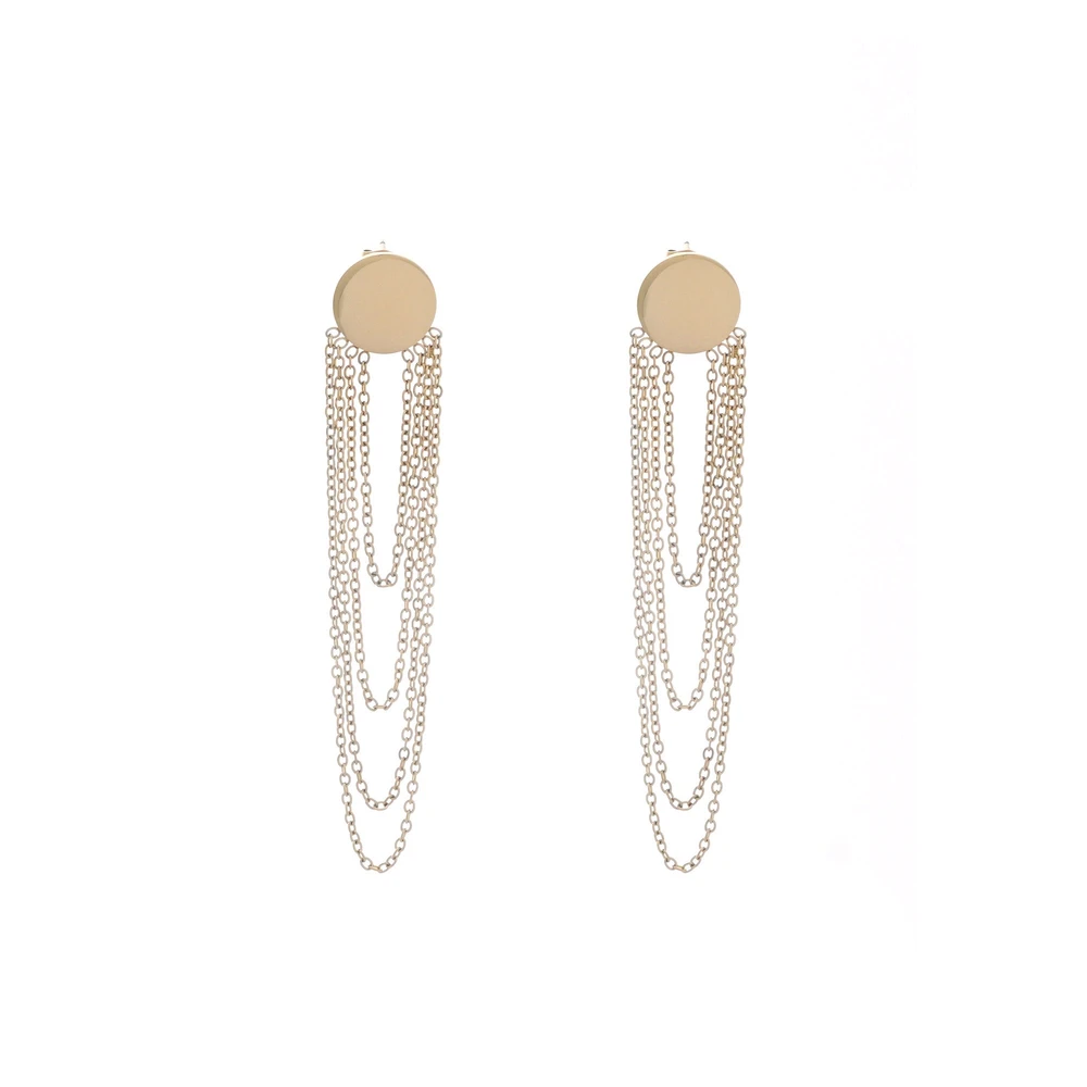 Boucles d\'oreilles en acier long chaîne et cercle GB