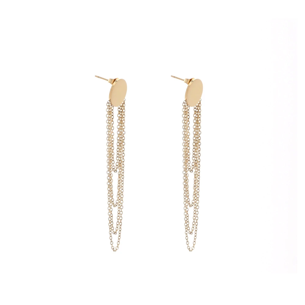 Boucles d\'oreilles en acier long chaîne et cercle GB