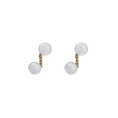 Boucles d\'oreilles en acier perles doubles GB