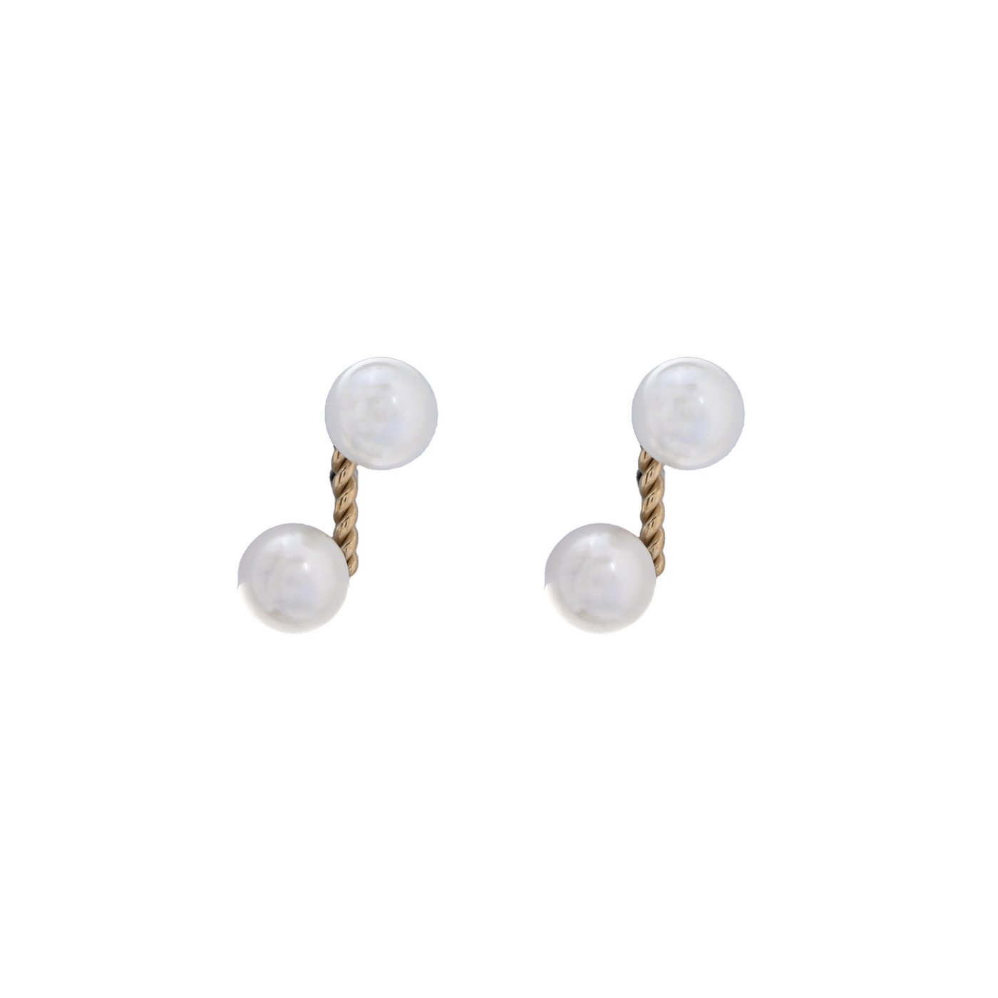 Steel earrings double pearls GB