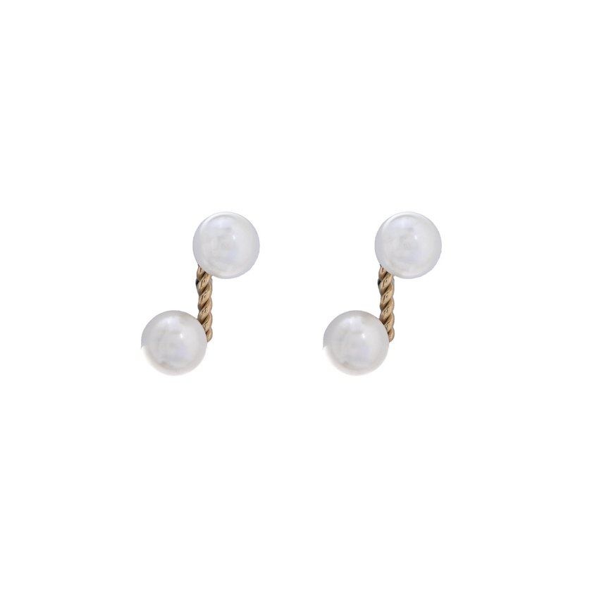 Boucles d'oreilles en acier double boule perle GB