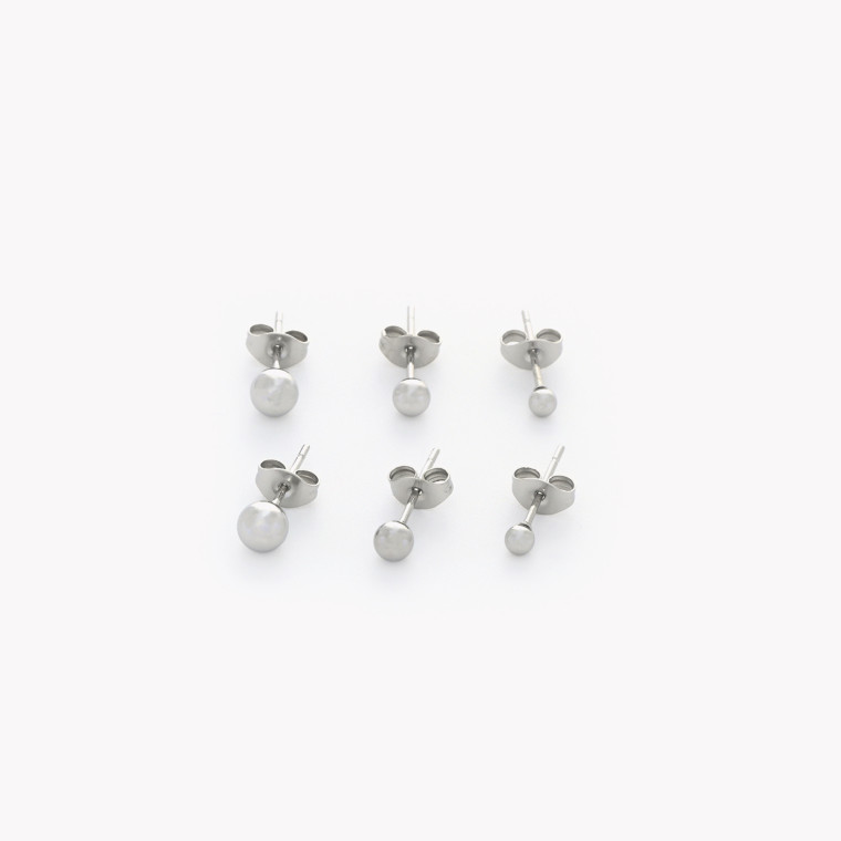 Steel set earrings balls GB