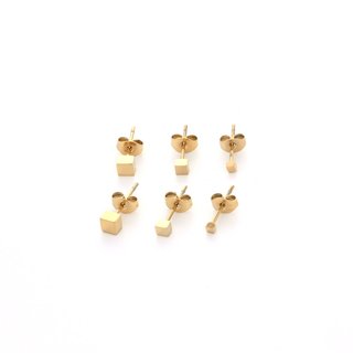 Conjunto brincos em aço brilhante GB