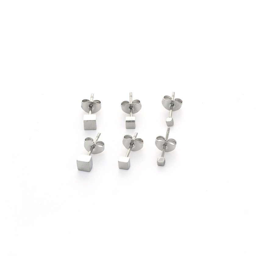 Ensemble boucles d'oreilles en acier brillant GB