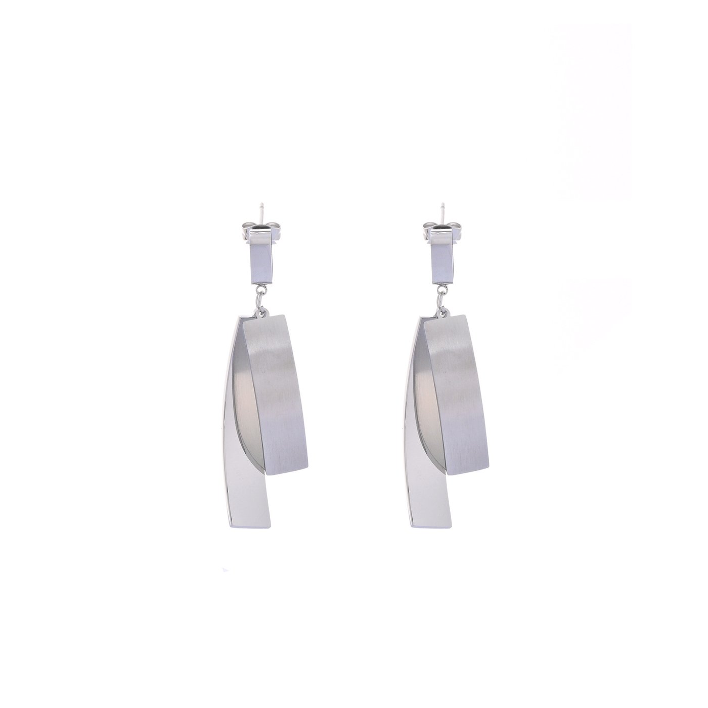 Boucles d\'oreilles acier suspendu géométrique GB