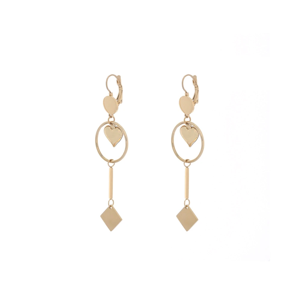 Boucles d\'oreilles acier suspendu avec cercle et coeur GB