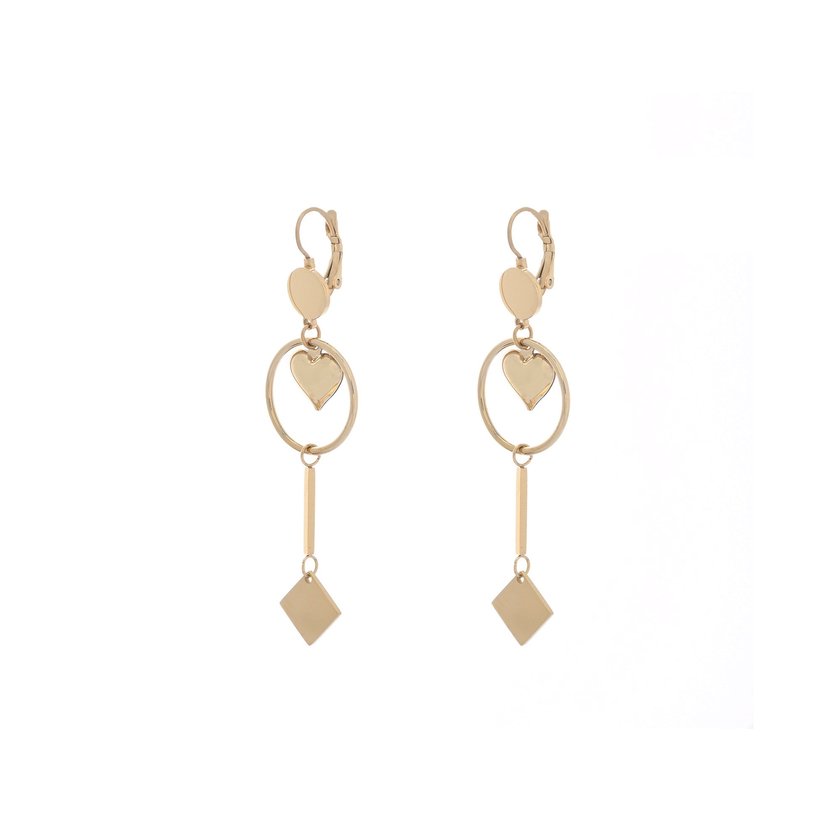 Pendientes acero colgado con círculo y corazón GB