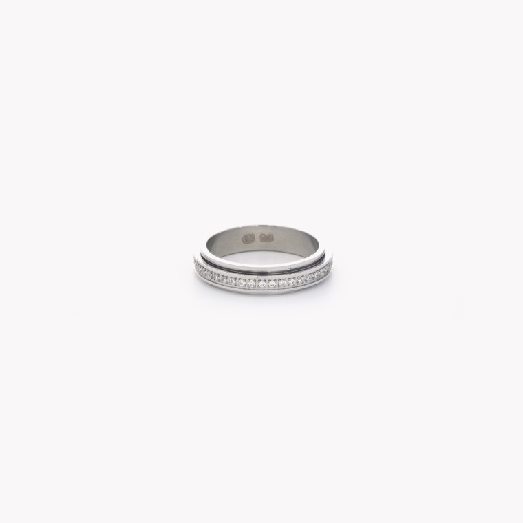 Thin steel ring with brilliants GB