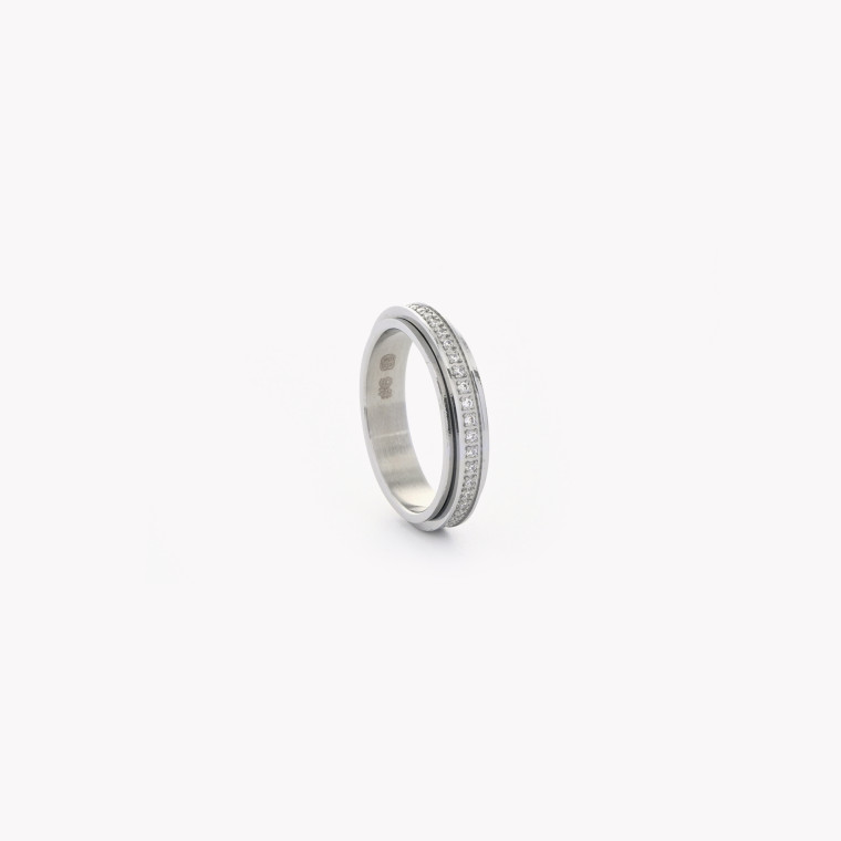 Thin steel ring with brilliants GB