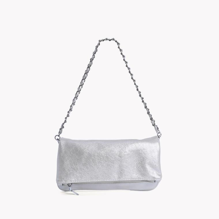 Bolso de hombro GB estilo clutch con textura metalizada