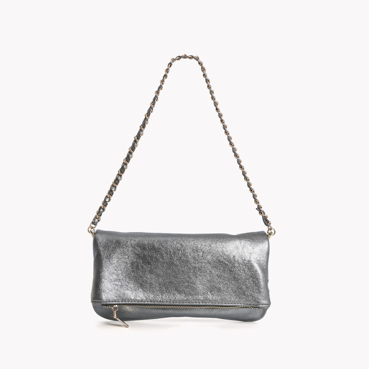 Borsa a tracolla stile pochette GB con texture metallizzata