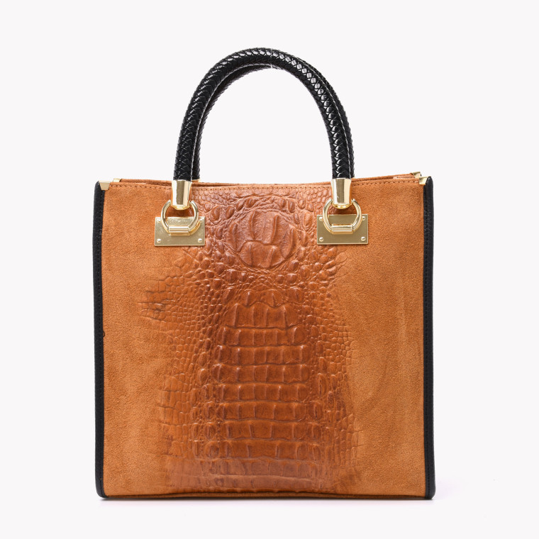 Tote Bag style bag in leather with GB texture