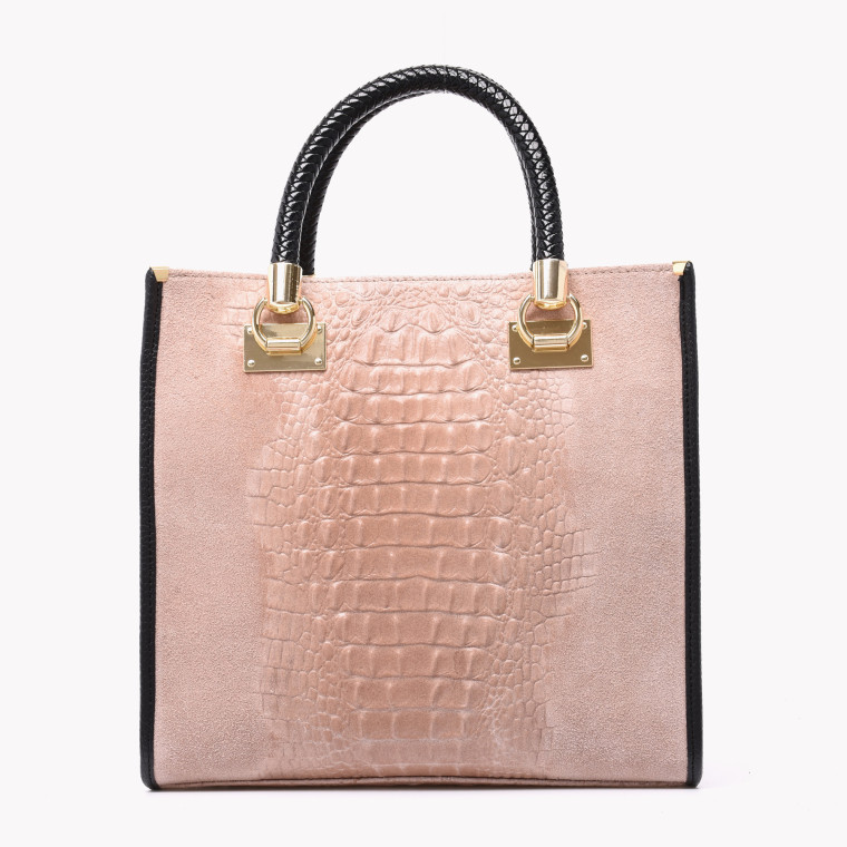 Borsa stile Tote Bag in pelle con texture GB