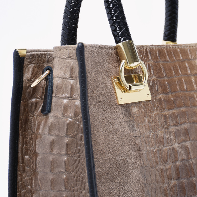 Borsa stile Tote Bag in pelle con texture GB