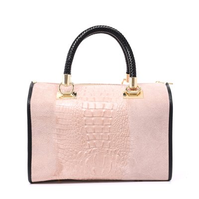 Borsa in pelle stile satchel con texture GB