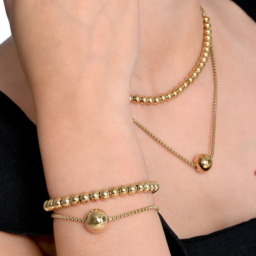 Adjustable steel bracelet ball GB