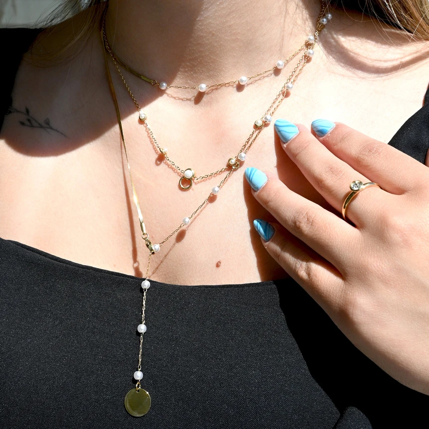 Collier en acier basique avec perles GB