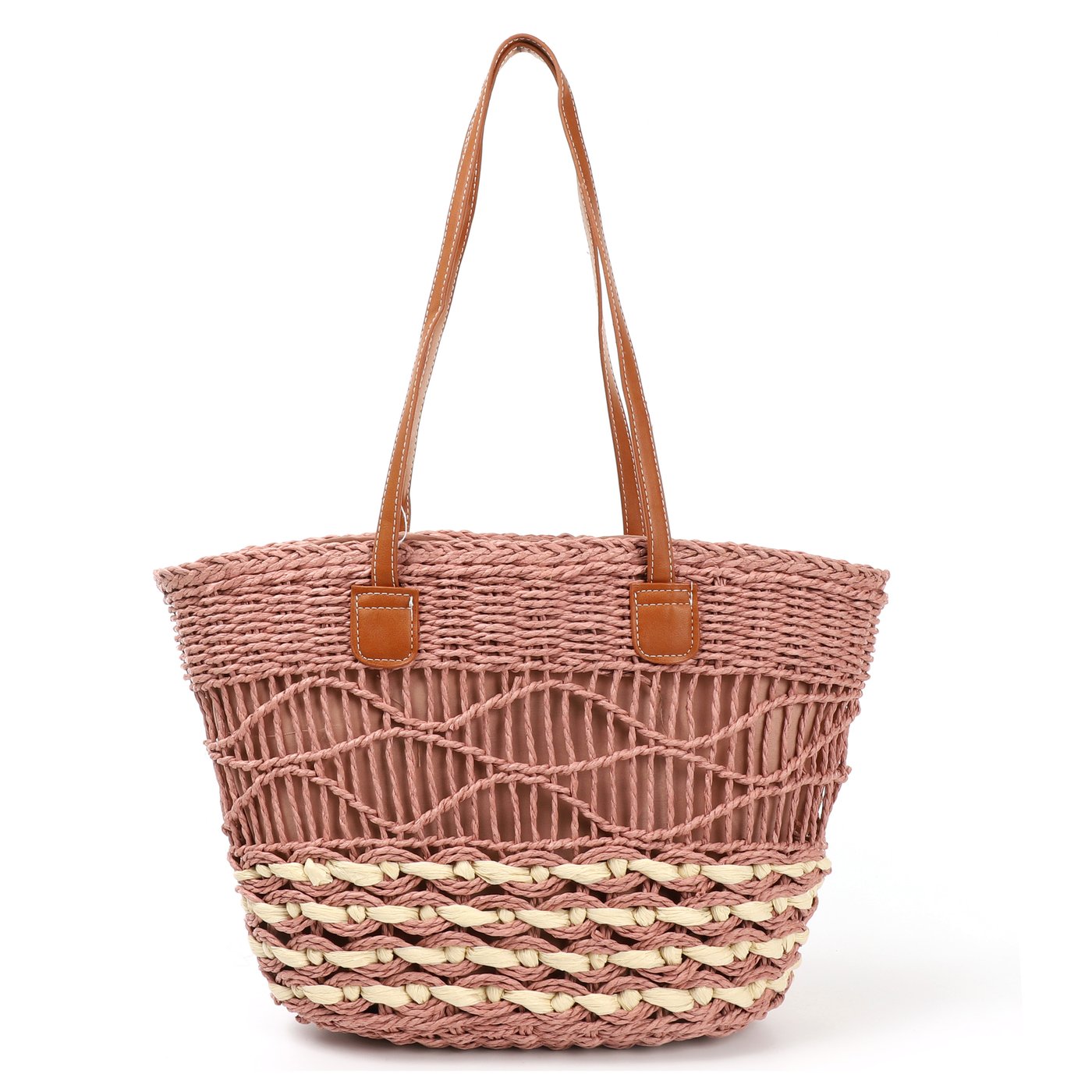 Straw bag with GB synthetic details and handles