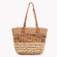 Straw bag with GB synthetic details and handles