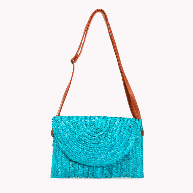 Basic raffia clutch with synthetic handle GB