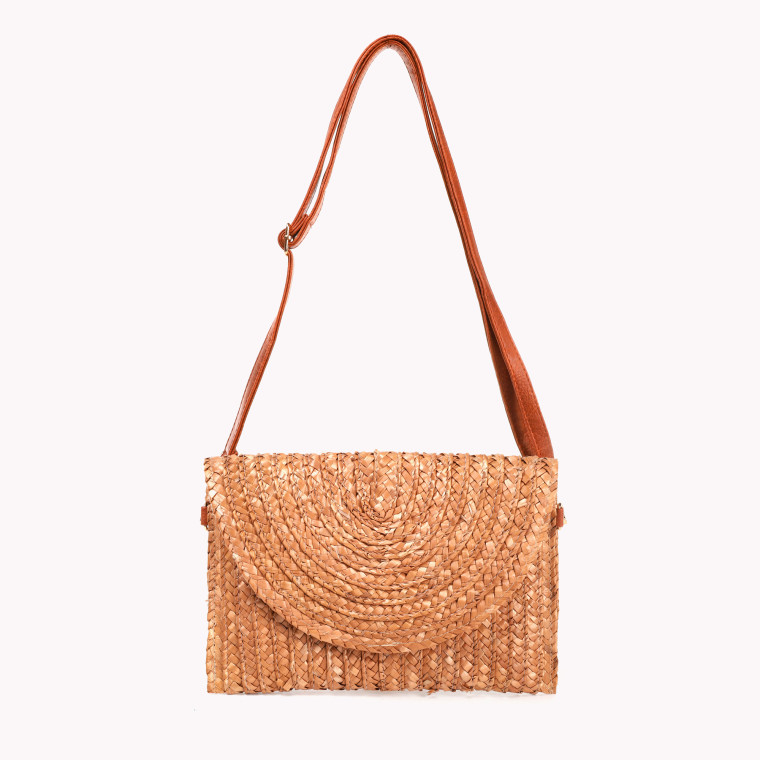 Basic raffia clutch with synthetic handle GB