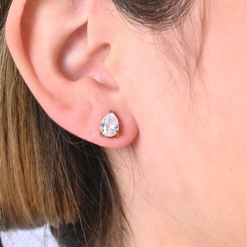 Boucles d'oreilles acier pierre ovale GB