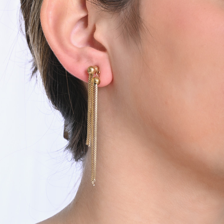 Boucles d&#039;oreilles en acier long avec frange GB