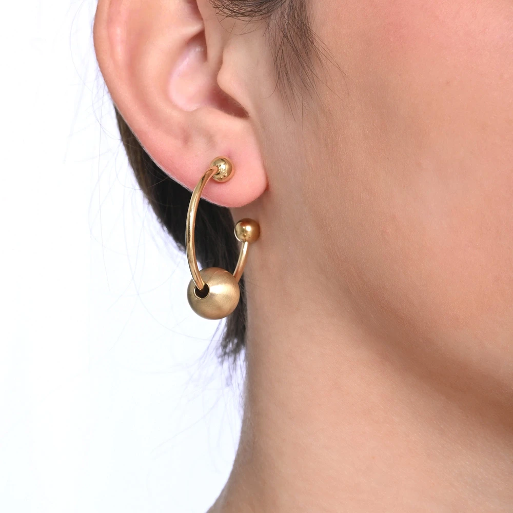 Aros en acero inoxidable con colgante bola GB