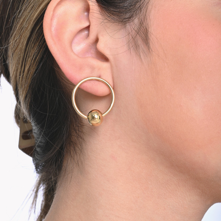 Stainless steel hoops with  with ball pendant GB