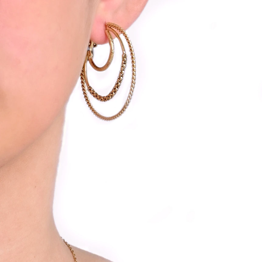 Boucles d\'oreilles à anneaux triples GB