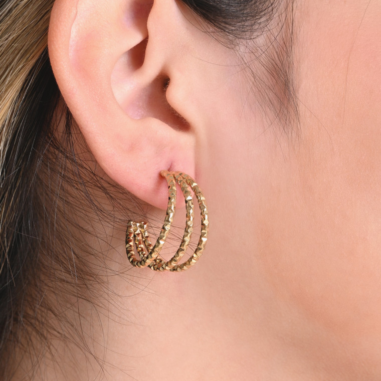 Boucles d&#039;oreilles à anneaux triples GB