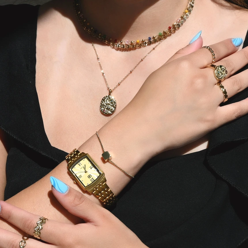Bracciale regolabile in acciaio quadrato GB