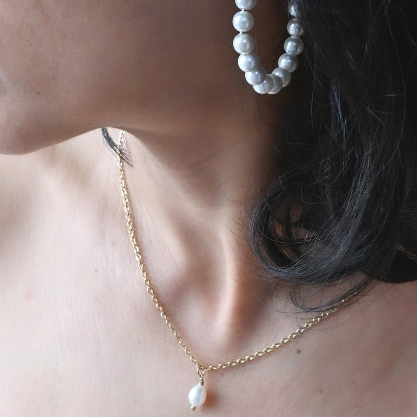 Collana acciaio a rete di base perla GB