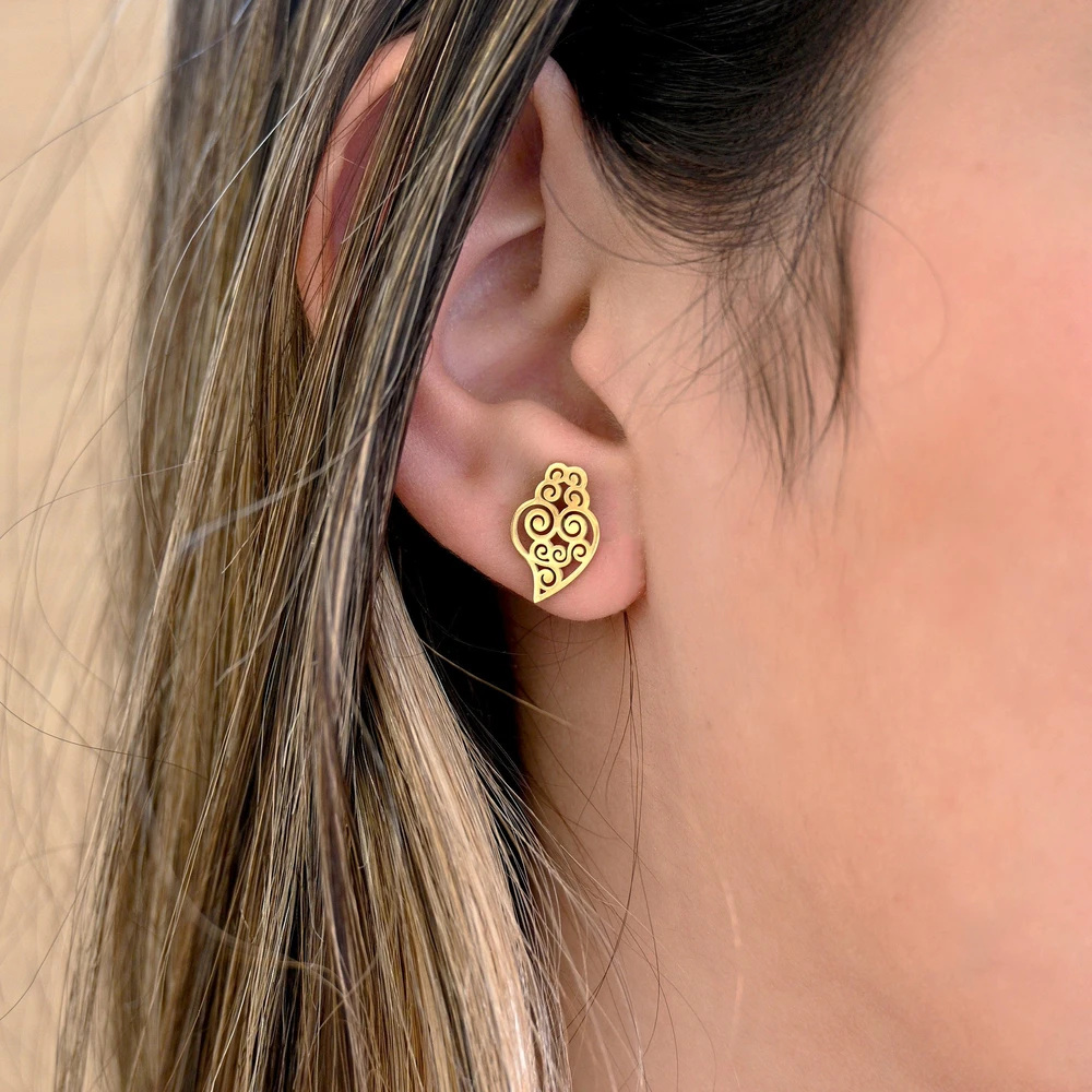 Boucles d\'oreilles en acier coração de viana GB