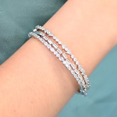 Bracciale rigida semi preziose con zircones forme GB