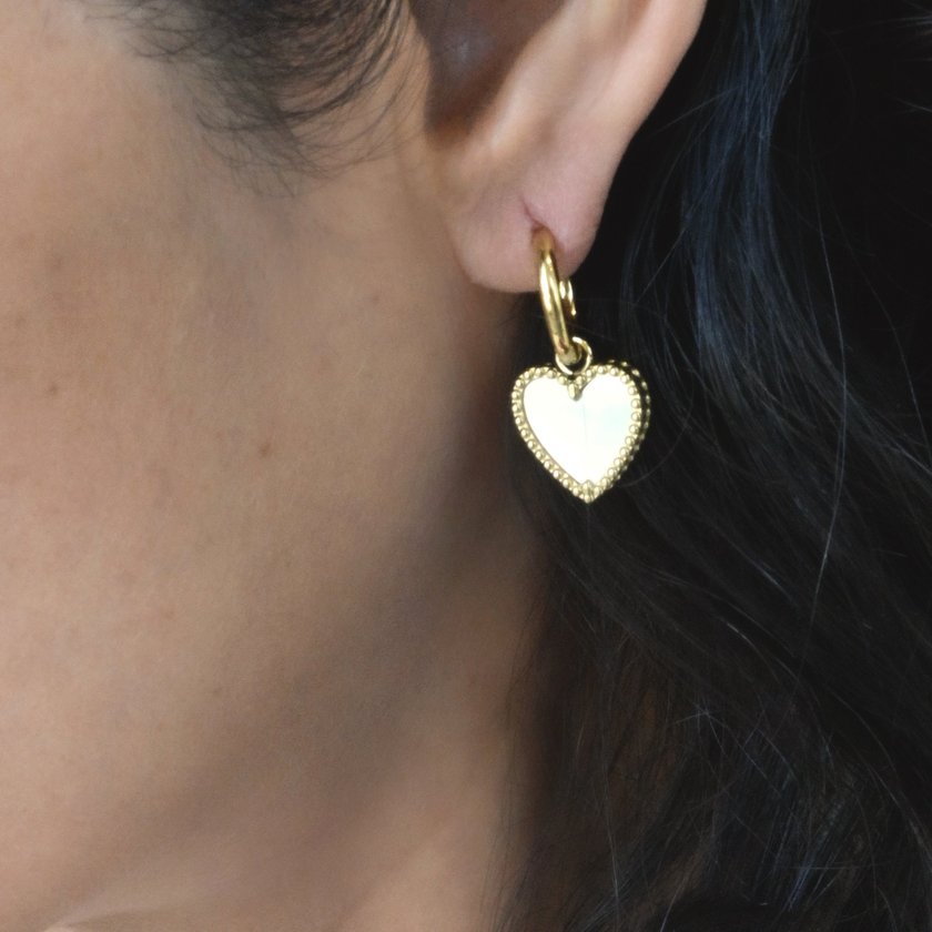Collier en acier coeur texture et nacre GB