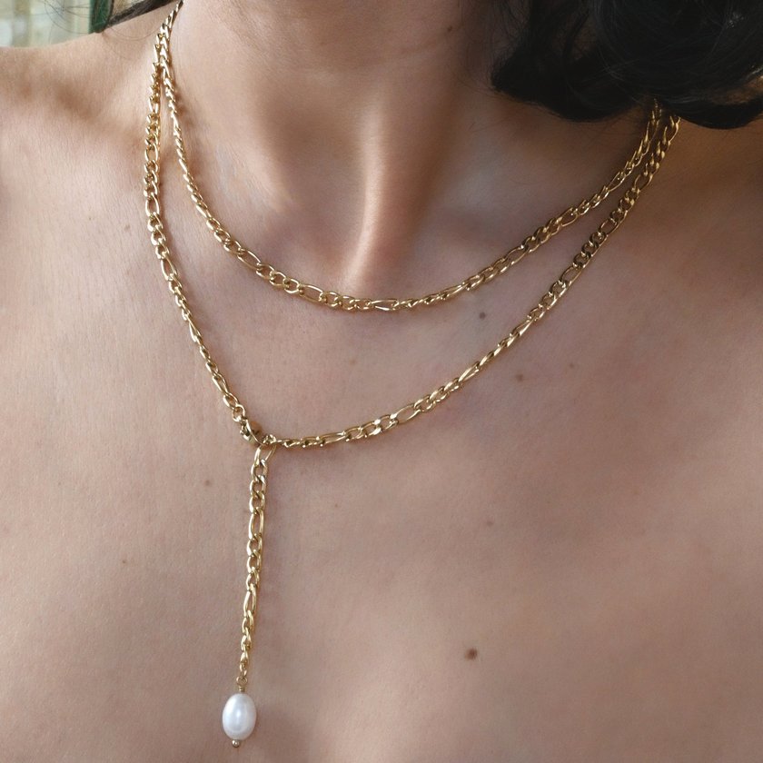 Collana acciaio a rete di base perla GB