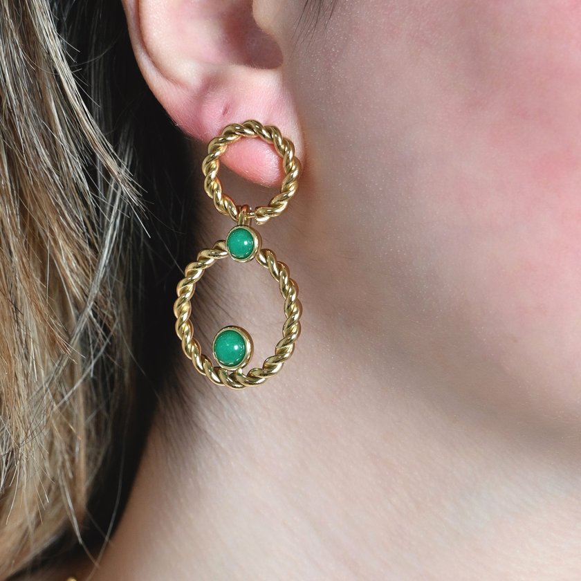 Boucles d'oreilles pendantes en acier entrelacé GB